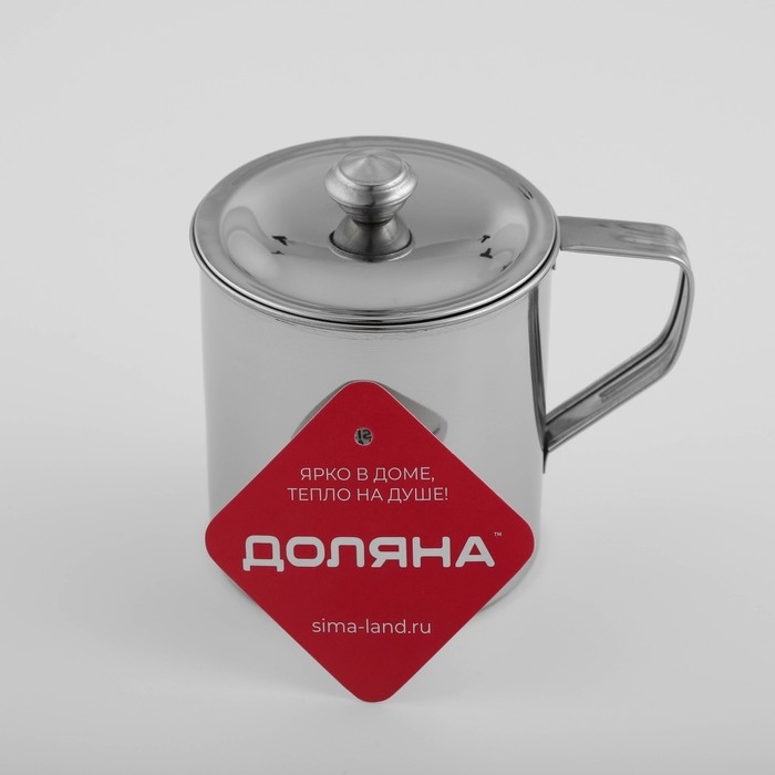 Кружка из нержавеющей стали Доляна &laquo;Индия&raquo; &laquo;Тарун&raquo;, 500 мл, 12&times;9&times;11 см, с крышкой