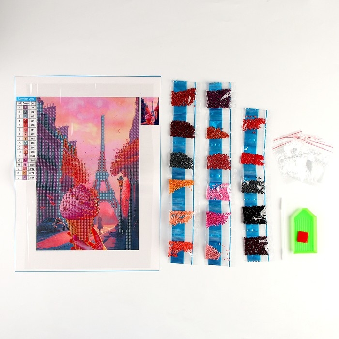 Алмазная мозаика с частичным заполнением на холсте «Мороженое», 20 х 30 см Алмазная мозаика с частичным заполнением на холсте «Мороженое», 20 х 30 см