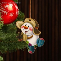 Игрушка на ёлку "Снеговик весёлый", 9,5х7см