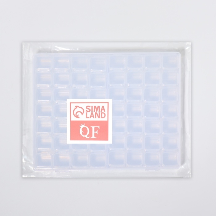 Органайзер для декора, 56 ячеек, 21 &times; 17,2 &times; 2,5/2,5 &times; 2,5 &times; 2 см, цвет прозрачный