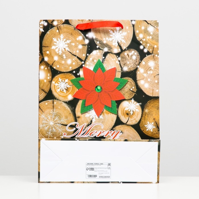 Новый год. Пакет ламинированный "Счастливого рождества" 32 х 42 х 12