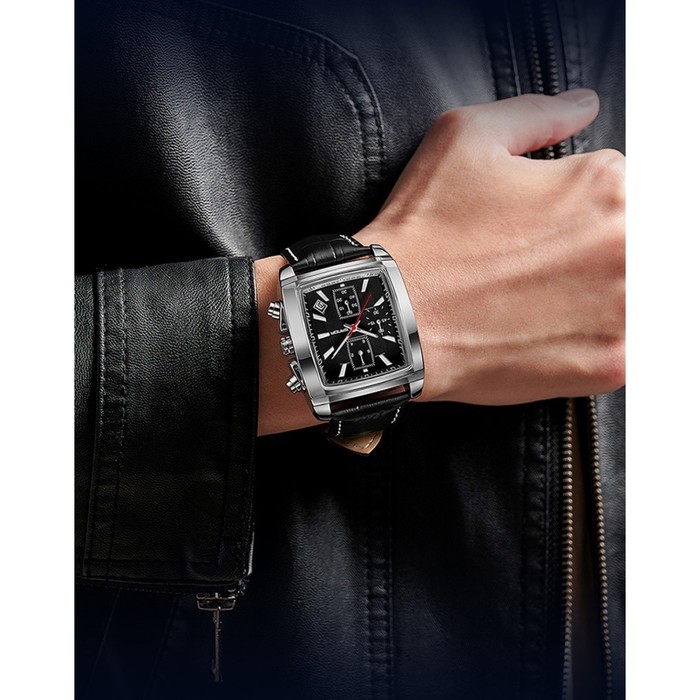 Часы наручные кварцевые мужские, d-4 см, календарь, водонепроницаемые, светящиеся, ремешок кожа, чер Часы наручные кварцевые мужские, d-4 см, календарь, водонепроницаемые, светящиеся, ремешок кожа, чер