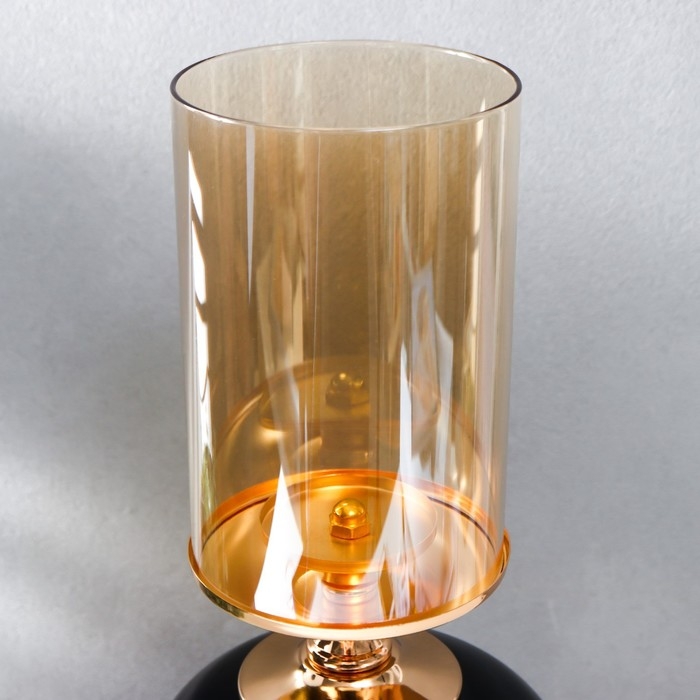 Подсвечник металл, стекло на 1 свечу Подсвечник металл, стекло на 1 свечу "Мираж" золото с чёрным 42х17х17 см