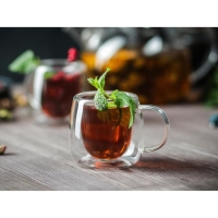 Кружка стеклянная с двойными стенками Magistro &laquo;Дуо&raquo;, 80 мл, 9&times;7&times;6,3 см