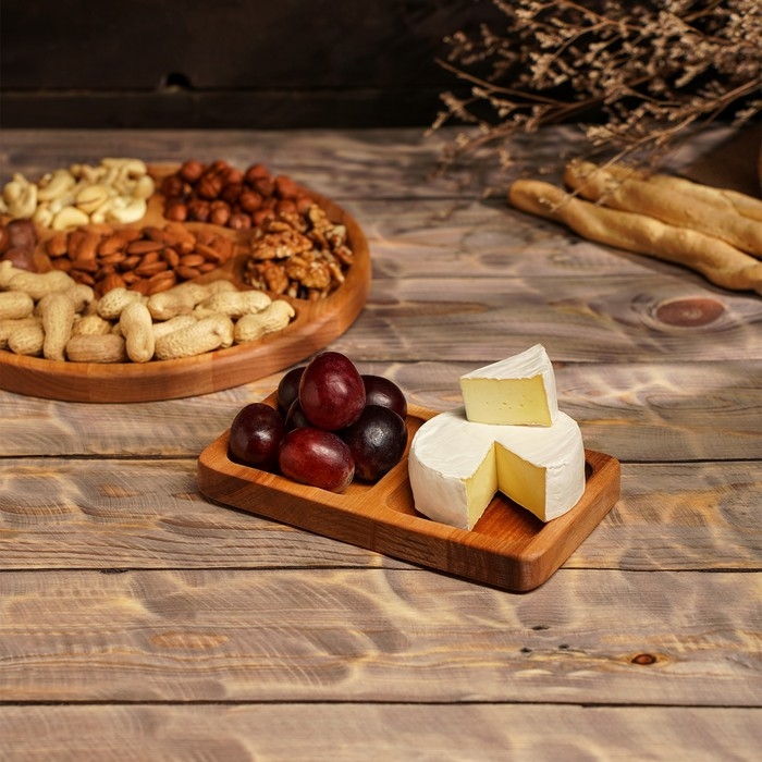 Подарочный набор деревянной посуды Adelica, менажница 6 секций, менажница 2 секции, подставка для посуды, масло в подарок, берёза Подарочный набор деревянной посуды Adelica, менажница 6 секций, менажница 2 секции, подставка для посуды, масло в подарок, берёза