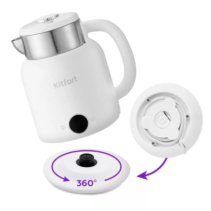Чайник электрический Kitfort KT-6196-2, металл, 1.5 л, 2200 Вт, белый Чайник электрический Kitfort KT-6196-2, металл, 1.5 л, 2200 Вт, белый