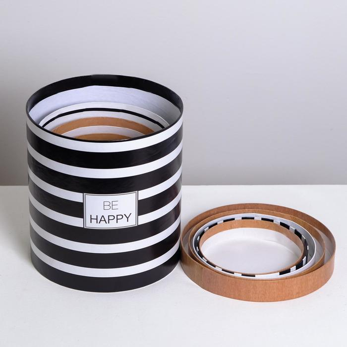 Набор круглых коробок 5 в 1, упаковка подарочная, &laquo;Крафт&raquo;,15 х 15 х15 - 23 х 23 х 25 см