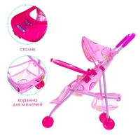 Коляска для кукол, металлический каркас, трехколесная, летняя Коляска для кукол, металлический каркас, трехколесная, летняя