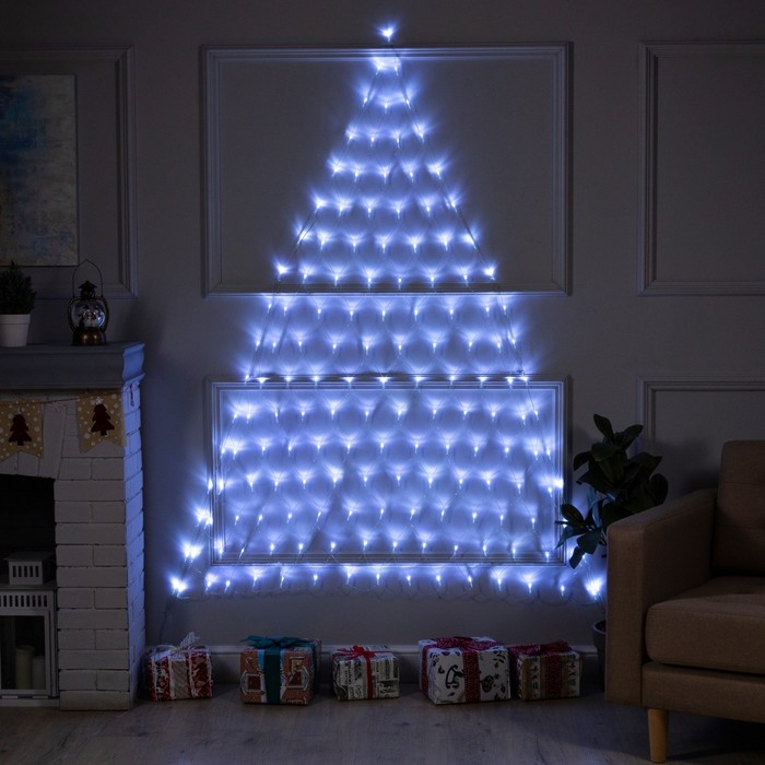 Гирлянда &laquo;Сеть-ёлка&raquo; 2 &times; 2 м, IP20, тёмная нить, 152 LED, свечение белое, 8 режимов, 220 В