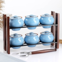 Набор "Вятская керамика №2" 6х0,5 + ухват + полка, голубой Набор "Вятская керамика №2" 6х0,5 + ухват + полка, голубой