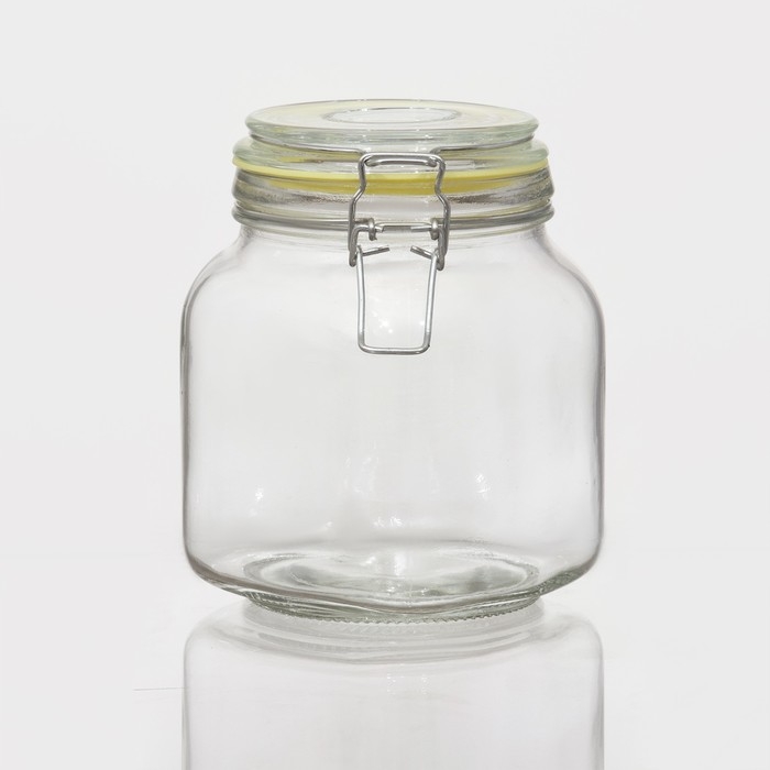 Банка стеклянная для сыпучих продуктов с бугельным замком &laquo;Радуга&raquo;, 900 мл, 12&times;11&times;15 см, цвет МИКС