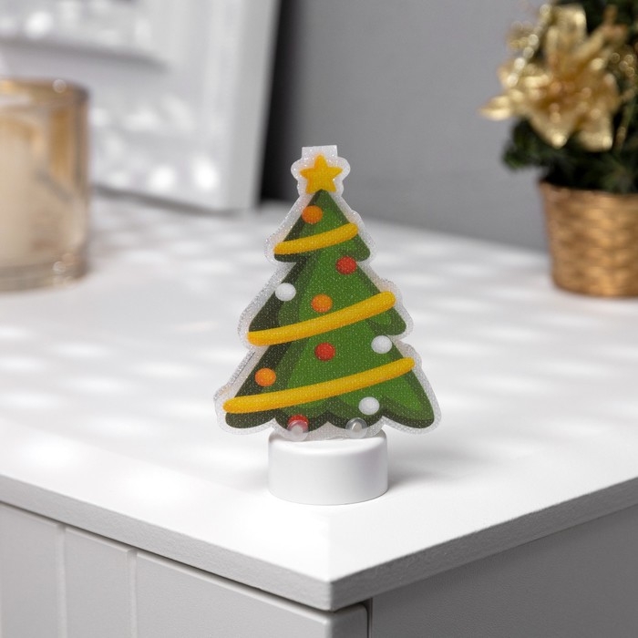 Световая картинка на подставке &laquo;Ёлочка&raquo; 11 см, батарейки, свечение тёплое белое