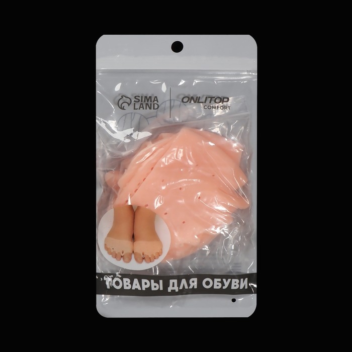 Корректоры - разделители для пальцев ног, на манжете, дышащие, 4 разделителя, силиконовые, 8 × 7 см, пара, цвет бежевый Корректоры - разделители для пальцев ног, на манжете, дышащие, 4 разделителя, силиконовые, 8 × 7 см, пара, цвет бежевый