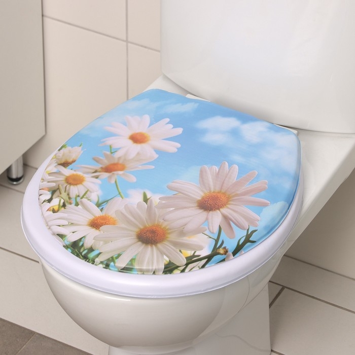 Сиденье для унитаза с крышкой Доляна «Ромашки», 42×36,5 см Сиденье для унитаза с крышкой Доляна «Ромашки», 42×36,5 см