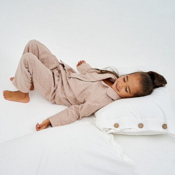 Пижама детская из фланели (рубашка, брюки) KAFTAN "Сердечки", рост 98-104, бежевый