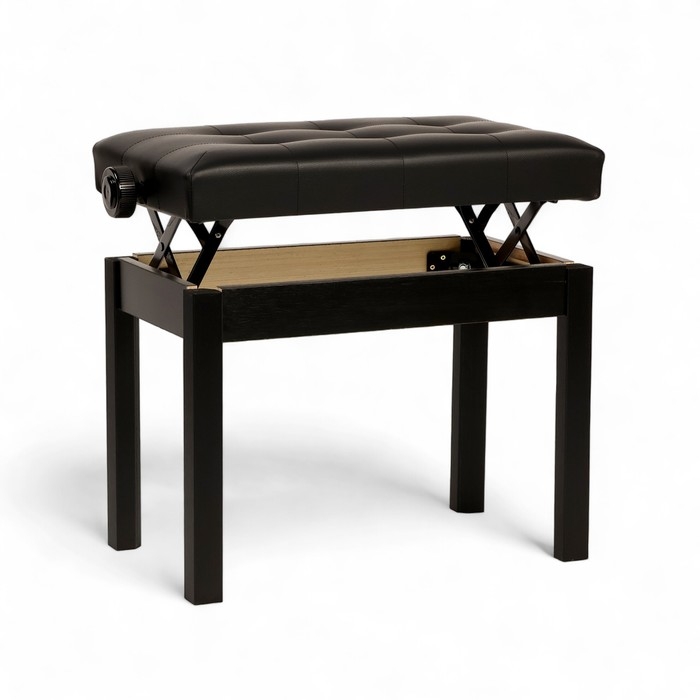Банкетка для пианино Music Life сиденье 55х34, высота 48-58 см, черная, нагрузка 100 кг