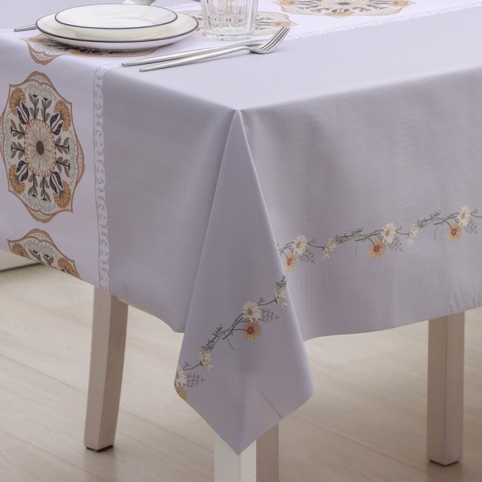 Клеёнка на стол &laquo;Ботаника&raquo;, на тканевой основе, рулон 20 метров, ширина 137 см