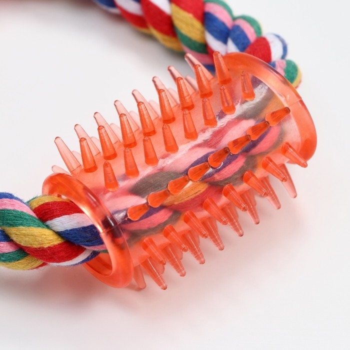 Игрушка тренировочная канатная Игрушка тренировочная канатная "Восьмерка с зубочисткой", до 27 см, до 140 г, микс цветов