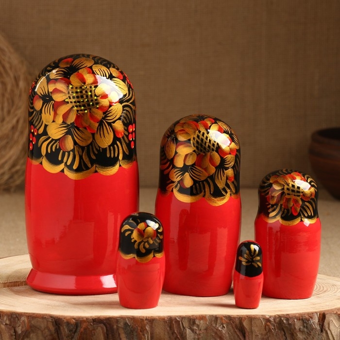 Матрёшка «Рябинка», чёрный платок, 5 кукольная, 18 см Матрёшка «Рябинка», чёрный платок, 5 кукольная, 18 см