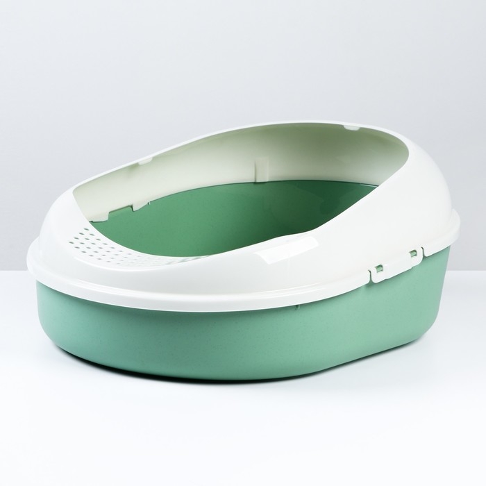 Лоток для кошек с бортом без сетки Лоток для кошек с бортом без сетки "Космо" 51,9 x37,8 x 21,3 см, зеленый