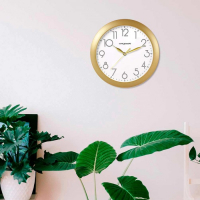 Часы настенные, серия: Классика, d-29 см, золотистый обод