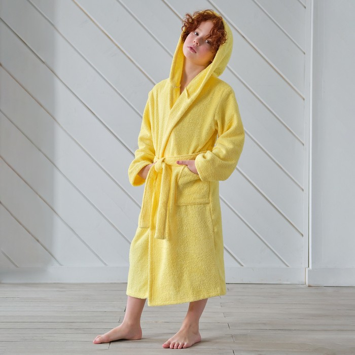Халат махровый детский Экономь и Я, р-р 28, цвет светло-жёлтый, 100% хлопок 320 г/м2 Халат махровый детский Экономь и Я, р-р 28, цвет светло-жёлтый, 100% хлопок 320 г/м2