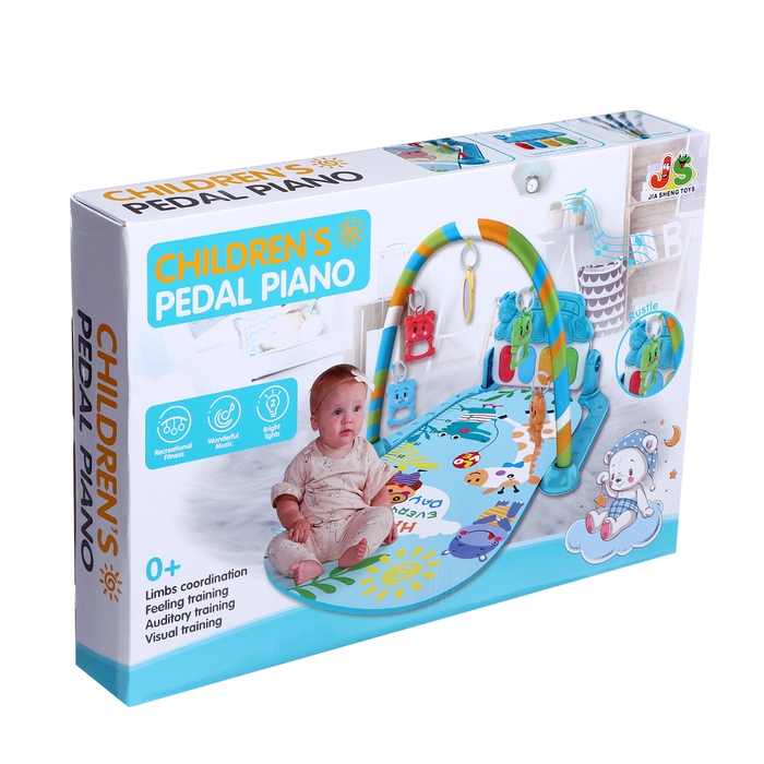 Музыкальный развивающий коврик &laquo;Весёлые зверята&raquo;, цвет голубой