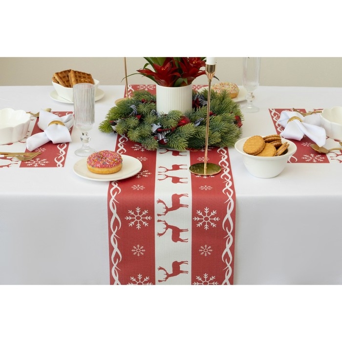 Дорожка новогодняя на стол Доляна &laquo;Новый год&raquo;, сервировочная, 180&times;30 см