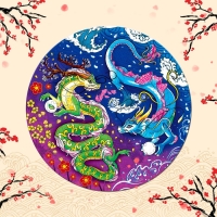 Круглый светящийся пазл &laquo;Пара драконов&raquo;, 170 деталей
