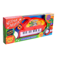 Музыкальное пианино «Весёлые зверята», звук, свет, цвет красный Музыкальное пианино «Весёлые зверята», звук, свет, цвет красный