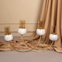 Подсвечник металл, стекло &laquo;Сплетение&raquo; на 4 свечи 47 х 10 х 28 см