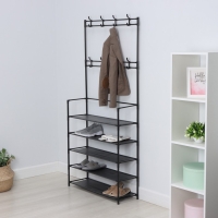 Вешалка - стойка напольная для одежды LaDо́m, с полками для хранения, 5 ярусов, 80&times;26&times;165 см, цвет чёрный