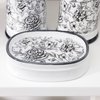 Набор аксессуаров для ванной комнаты &laquo;Пионы&raquo;, 4 предмета (дозатор 300 мл, мыльница, 2 стакана), цвет МИКС