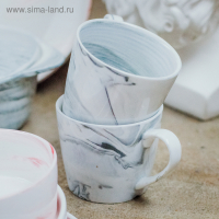 Набор кружек керамических на металлической подставке «Мрамор», 6 предметов: 390 мл, цвет серый Набор кружек керамических на металлической подставке «Мрамор», 6 предметов: 390 мл, цвет серый