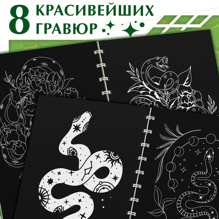 Книга &laquo;Гравюры. Змеи&raquo;, 8 картинок, со штихелем