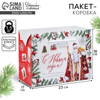 Пакет - коробка &laquo;Дедушка Мороз&raquo;, 23 х 18 х 11 см