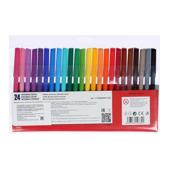 Фломастеры трехгранные 24 цвета Фломастеры трехгранные 24 цвета "Звери", европодвес