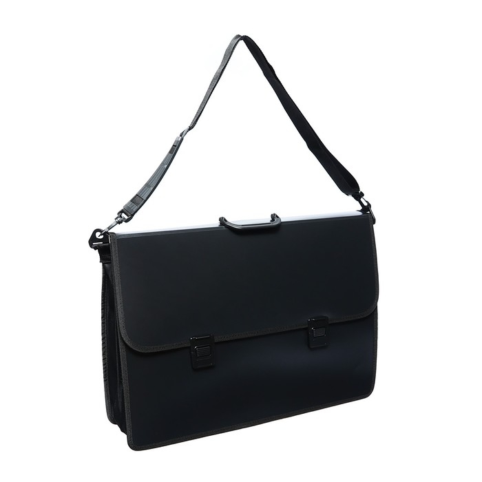 Папка для чертежей и рисунков A3, 520 х 370 х 12мм, с ручкой, пластиковая, 2 отделения, плечевой ремень, deVENTE