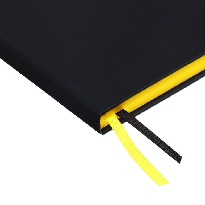 Ежедневник недатированный, A5, 136 листов, кожзам, deVENTE. Ultra, твердая обложка, тиснение фольгой, перфорация, ляссе, блок 70%, черный/желтый