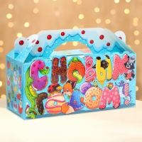 Новый год. Подарочная коробка, С Новым годом"Сладкий пончик" с игрой и анимацией 25*9,5*11 см. Новый год. Подарочная коробка, С Новым годом"Сладкий пончик" с игрой и анимацией 25*9,5*11 см.