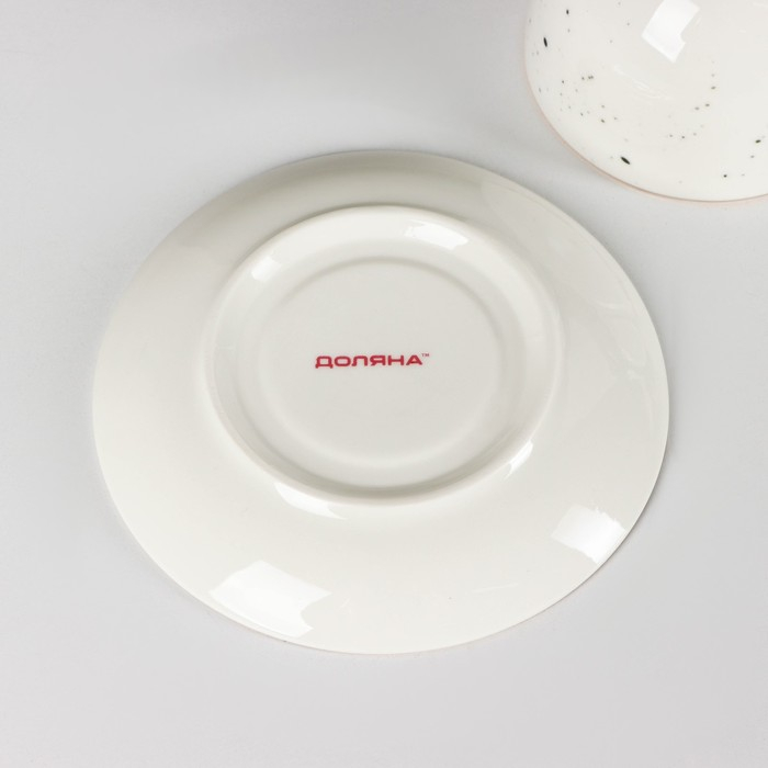 Чайная пара фарфоровая Доляна «Млечный путь», 2 предмета: чашка 220 мл, блюдце d=13,5 см, цвет белый в крапинку Чайная пара фарфоровая Доляна «Млечный путь», 2 предмета: чашка 220 мл, блюдце d=13,5 см, цвет белый в крапинку