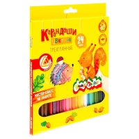 Карандаши 24 цветов "Каляка-Маляка", трехгранные, деревянный корпус