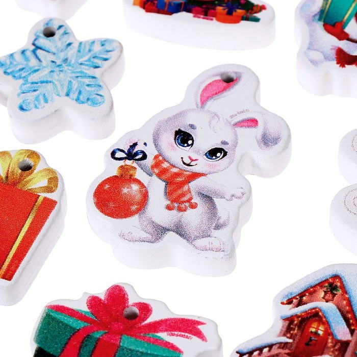 Ёлочные игрушки на новый год &laquo;Новогоднее настроение&raquo;, набор деревянных подвесок