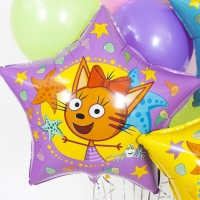 Шар фольгированный 22'' &laquo;Карамелька. Три кота&raquo;, звезда, 1 шт. в упаковке