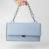 Цепочка для сумки, с карабинами, металлическая, ребристая, 27 &times; 20 мм, 30 см, цвет серебряный