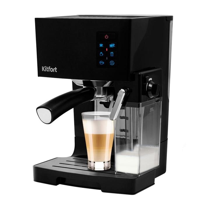 Кофеварка Kitfort КТ-743, рожковая, 1400 Вт, 1.4/0.4 л, чёрная Кофеварка Kitfort КТ-743, рожковая, 1400 Вт, 1.4/0.4 л, чёрная