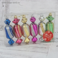 Ёлочная игрушка "Конфеты" (набор 6 шт) 3х10,5 см, МИКС