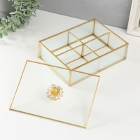 Шкатулка стекло с металлическим каркасом "Кристалл" прозрачная рябь 16,1х22,1х8,5 см Шкатулка стекло с металлическим каркасом "Кристалл" прозрачная рябь 16,1х22,1х8,5 см