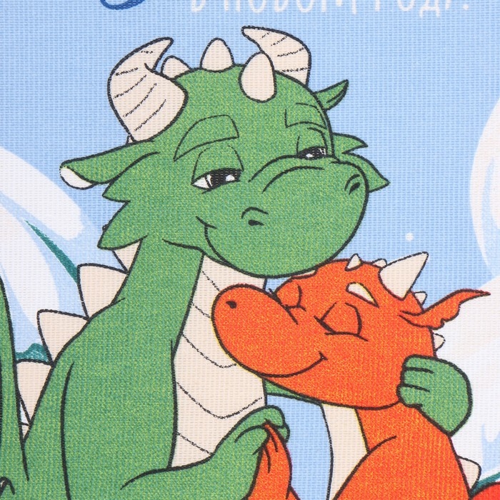 Новый год. Набор полотенец Доляна "Дракончики" 28х46 см - 2 шт, 100% хл, рогожка 164 г/м2