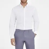 Рубашка мужская Becker Men, белая с темно-синим, размер 3XL